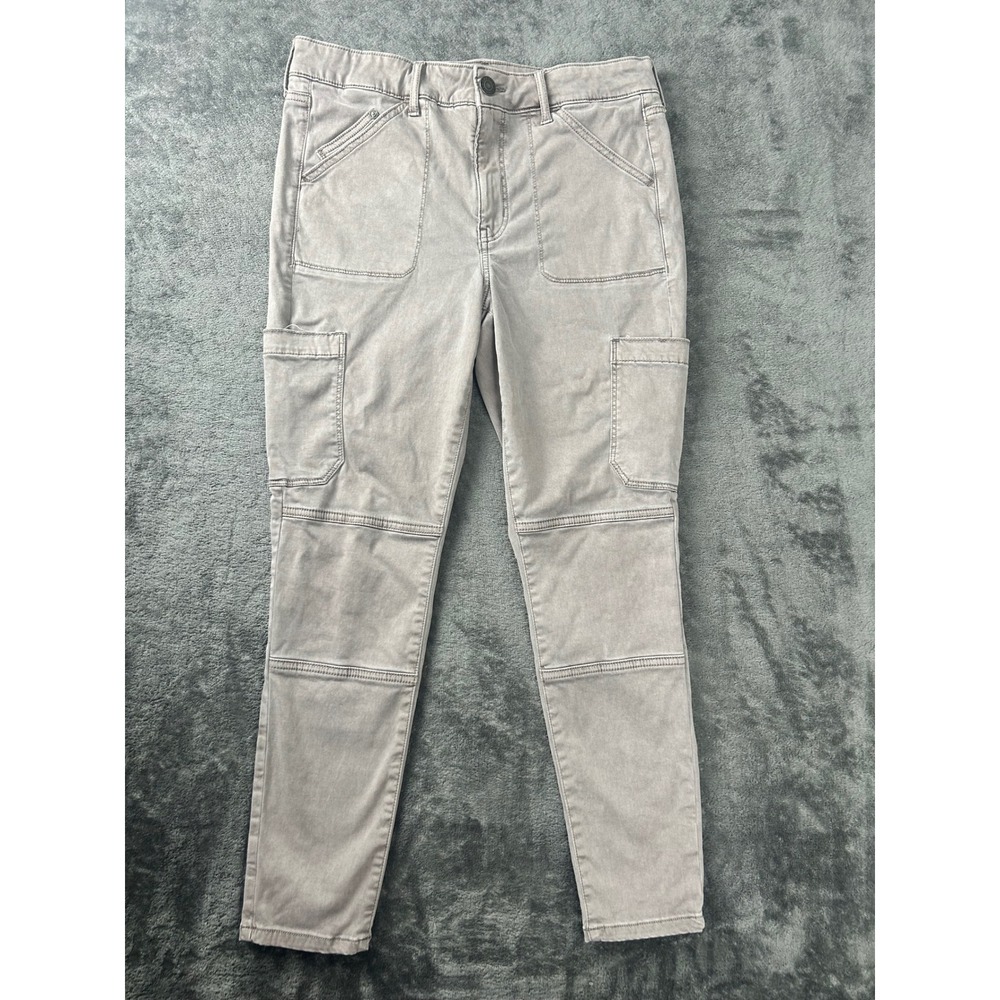 American Eagle Hi-Rise Jegging Crop Gray Cargo Pants Super Stretch 10 Short